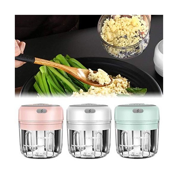 T.Y.G.F Mini Hachoir Électrique, 250ML Électrique Robot Culinaire Portable avec 3 Lames Tranchantes Hachoir Alimentaire Proce