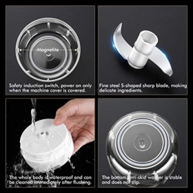 T.Y.G.F Mini Hachoir Électrique, 250ML Électrique Robot Culinaire Portable avec 3 Lames Tranchantes Hachoir Alimentaire Proce