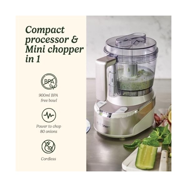 Cuisinart Mini hachoir sans fil Prep Pro et robot de cuisine compact, hachoir à oignons, mixeur, mélangeur à épices, sans fil