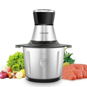 Hachoir électrique AMZCHEF,hachoir a viande avec bol en acier inoxydable de 1.5L, 500W mini hachoir avec 2 vitesses, Hachoir 