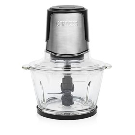 Mini-Hâchoir Duo XL 221052 Princess, 4 Lames en Acier Inoxydable, Bol en Verre de 1, 5L, 300W