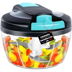 Lutranstra Hachoir Manuel 550ml, Mini Hachoir, Coupe Oignon Manuel Acier Inoxydable 3 Lames, Mixeur Manuel, Hachoir Legume po