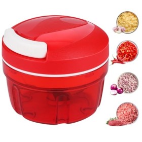 Hachoir Manuel, Coupe Oignon Manuel 300 ml avec Lames en Acier Inoxydable, Hachoir à Ail, Robot Culinaire pour Piment/Oignons