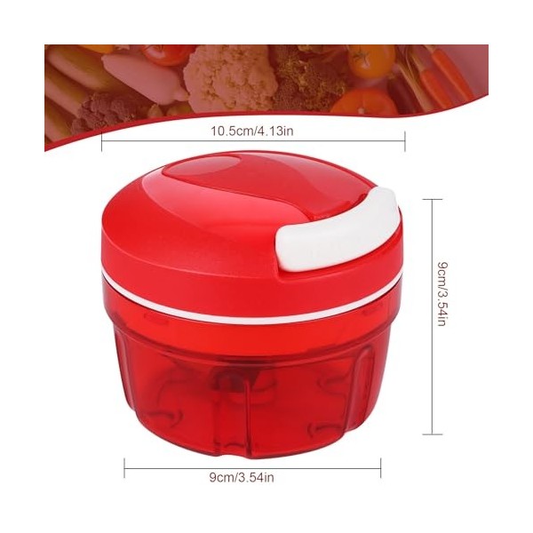 Hachoir Manuel, Coupe Oignon Manuel 300 ml avec Lames en Acier Inoxydable, Hachoir à Ail, Robot Culinaire pour Piment/Oignons