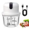 Mini hachoir Electrique,300 ml Hachoir A Ail Electrique,Hachoir Electrique Rechargeable USB,Matériau En Verre,Coupe-légumes E