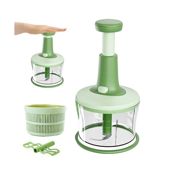Xkzhrr Hachoir manuel,Mixeur Hachoir1200ml, Manual Food Chopper, Kitchen Chopper, Garlic Chopper,coupe oignon manuel,coupe oi