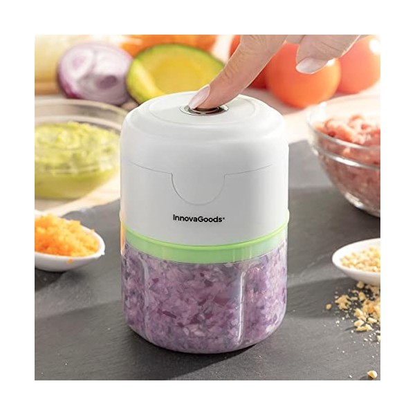 InnovaGoods® Mini Hachoir Rechargeable Portable Echoppie, Pratique et Polyvalent, Idéal pour Hacher des Fruits, des Légumes, 