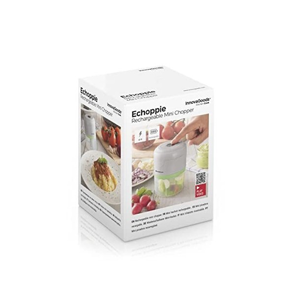 InnovaGoods® Mini Hachoir Rechargeable Portable Echoppie, Pratique et Polyvalent, Idéal pour Hacher des Fruits, des Légumes, 