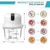 YdseozOA Hachoir de cuisine électrique, hachoir à oignons, 350 ml, charge USB, sans fil, adapté pour oignons, fruits, noix, v