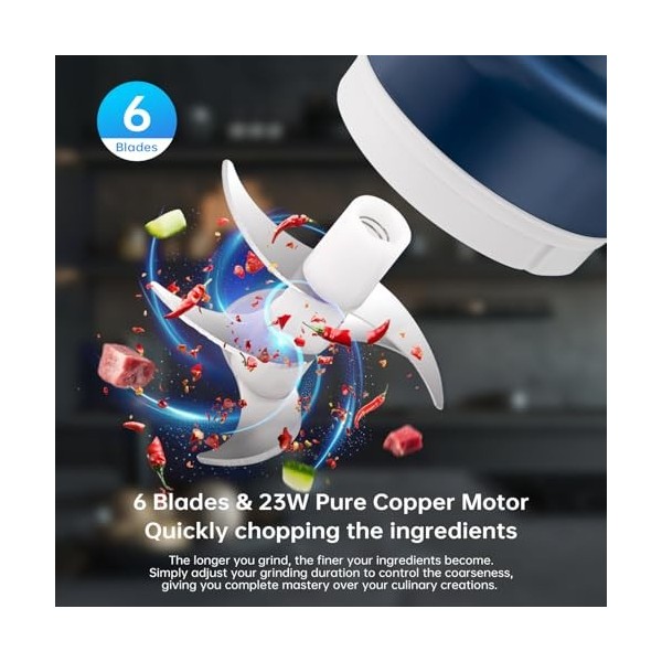 Mcbazel Hachoir à Nourriture Sans Fil Rechargeable par USB, Mini Hachoir à Nourriture Électrique Capacité 320ML,Hachoir à Ail