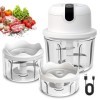 Mini hachoir Electrique,350 ml Hachoir Electrique Rechargeable USB,Hachoir A Ail Electrique,Trois Tasses,Coupe-légumes Electr