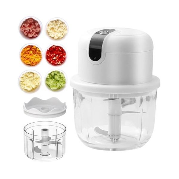 Hachoir De Cuisine Electrique, 300 Ml Mini Hachoir Electrique, Hachoir à Oignons Avec Port USB, Mini Hachoir De Cuisine, Batt