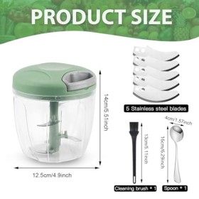 Hachoir Manuel 900 ml, Hachoir Oignon Avec 4 Lames En Acier Inoxydable, 1 cuillère 1 brosse de nettoyage, Hachoir Oignon Manu