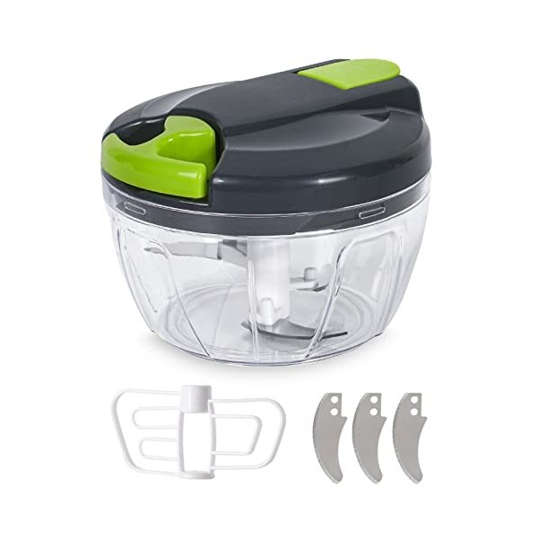 Hachoir Manuel, Coupe-oignons - Hachoir Manuel avec Cordon en Tant que Coupe-légumes - Hachoir Multi-légumes - Capacité 520 m