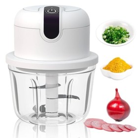 SPORWAY Hachoir à oignons électrique : 350 ml Hachoir à oignons rechargeable par USB, hachoir à ail Onion Chopper Cutter alim