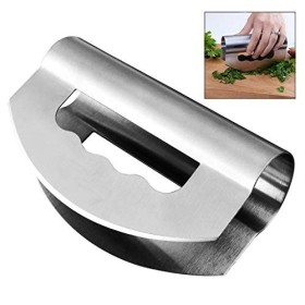 iwobi Hachoir Berceuse Double Lames,Hachoir à Salade en Acier Inoxydable