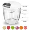 Bixury Hachoir Manuel Vegetable Chopper, 900 ml Mini Hachoir Manuel Avec 10 Lames En Acier Inoxydable, Coupe Oignon Manuel av