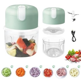 Nizirioo Mini hachoir électrique, 250 ml, mini hachoir électrique de cuisine avec port USB, hachoir à ail, mini coupe-oignon,