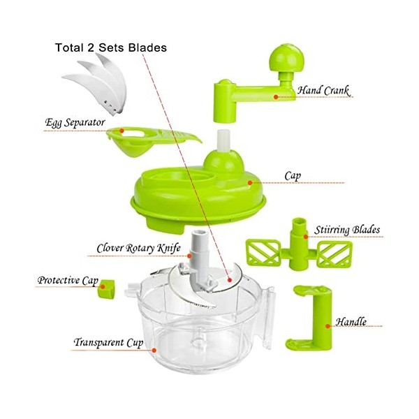 Hachoir manuel pour légumes, hachoir à légumes avec poignée et couvercle pour oignons, ail, poivrons, carottes, gingembre, fr
