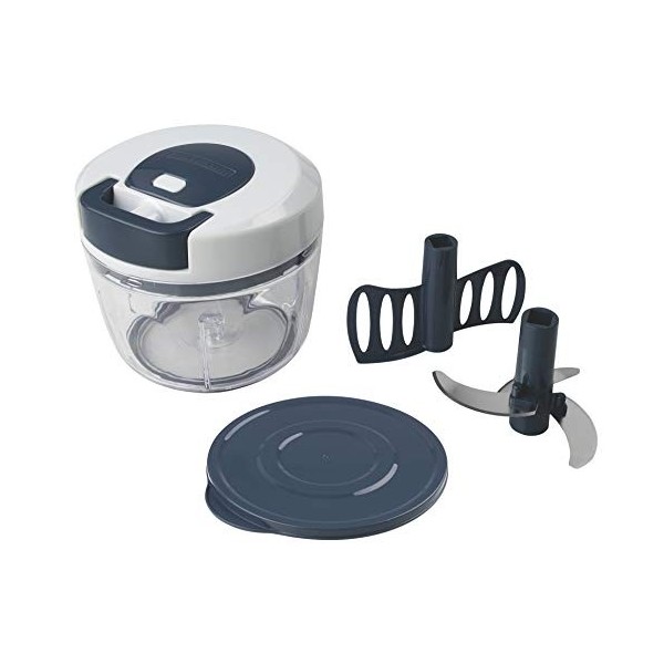 Fackelmann 27907 Hachoir Manuel, Hachoir Oignon Manuel, Hachoir, Acier Inoxydable, Plastique, 14,5 cm x 13 cm, Transparent, B