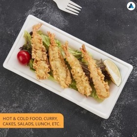 Nationwide Paper Lot de 50 assiettes rectangulaires écologiques et résistantes en canne à sucre naturelle, biodégradables, co