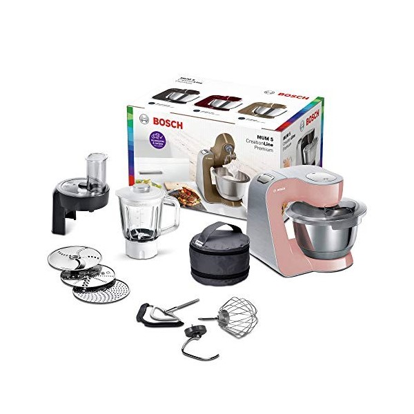 Bosch MUM5 CreationLine Premium MUM58NP60 Robot de cuisine polyvalent, grand bol en acier inoxydable 3,9 l , kit professionn