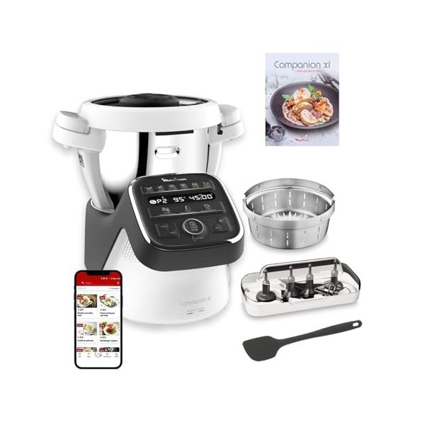 Moulinex Companion XL Robot cuiseur multifonction, 4,5 L, 14 modes de fonctionnement, 1550 W, Recettes illimitées, Silencieux
