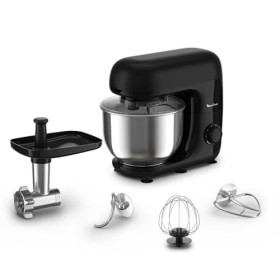 Moulinex Bake essential Robot pâtissier, 800 W, Bol 4.8 L, kit de pâtisserie, Hachoir à viande QA161810, Noir Glama