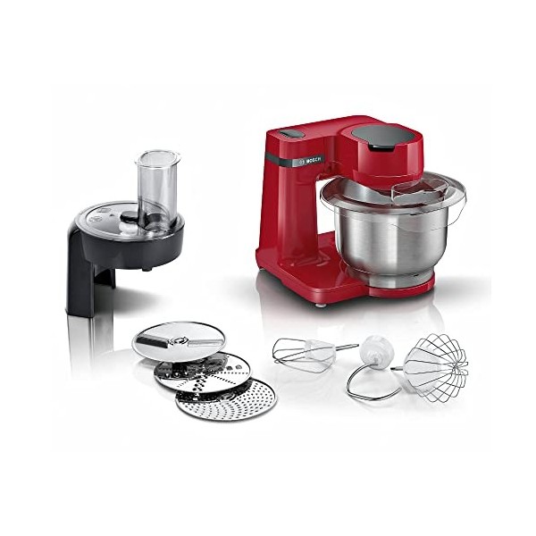 Bosch Hausgeräte Robot de Cocina MUM2 blanco, procesador de alimentos+discos rayadores+varilla de alimentos. bol acero inox. 