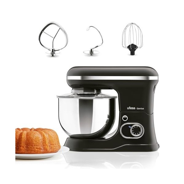 Ufesa Genius Robot Pâtissier 5 en 1 pour Pâtisserie Professionnelle, 1200W, 5L, Robot de Cuisine Multifonction, Bol en Acier 