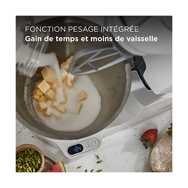Kenwood Titanium Chef Baker KVC65.001WH, Robot Patissier Avec Balance Intégrée, Incl. Ensemble Pâtisserie 3 Pièces, Spatule &