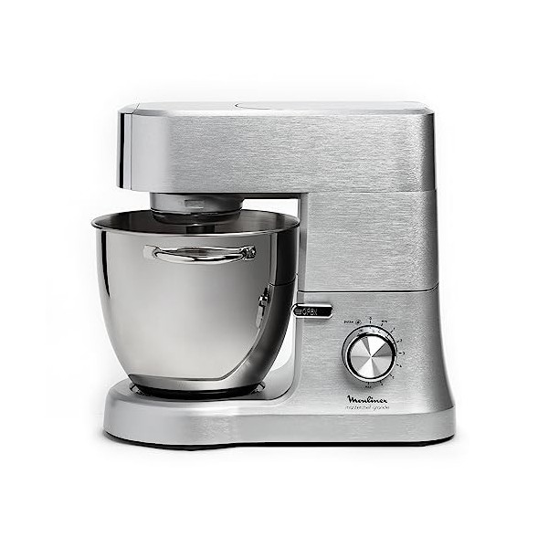 Moulinex Robot pâtissier, Bol XXL inox 6,7 L, 1500 W, 10 vitesses + fonction Pulse, Corps en fonte daluminium, Kit de pâtiss