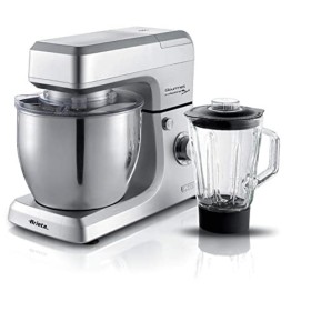Ariete 1598 Pastamatic Gourmet Planetary, Pétrin avec Blender, Bol en Acier Inoxydable 7 L, Carafe en Verre 1,5 L, Fouet Élec