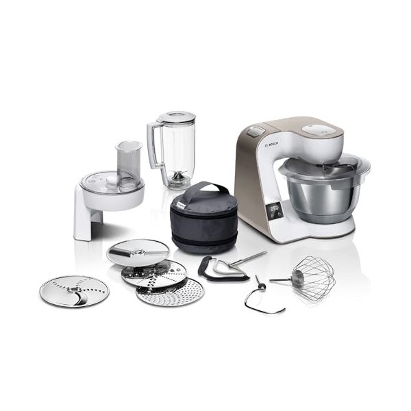 Bosch MUM58L20 Robot pâtissier – Machine puissante 1000 W pour cuisine et pâtisserie – 7 vitesses + turbo – Bol en acier inox