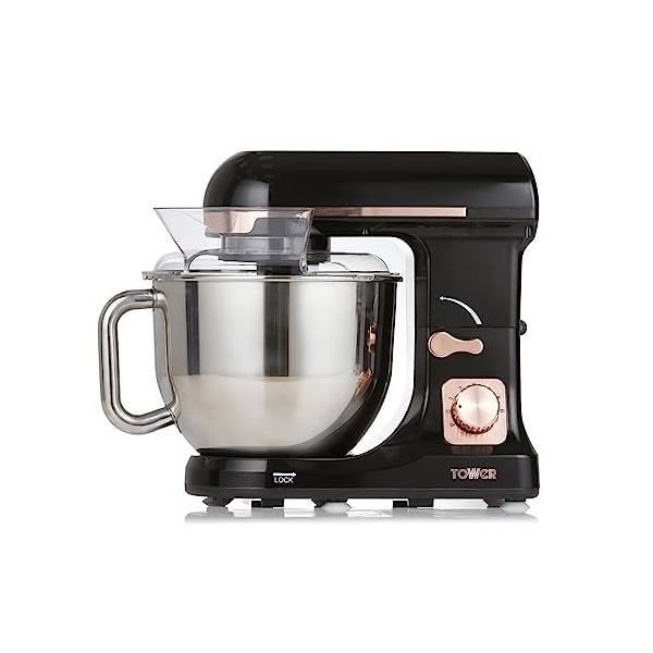 Tower T12033RG Robot Pâtissier - Batteur Électrique Cuisine - Robot Cuisine sur Socle 3-en-1 avec 6 Vitesses et Fonction Puls