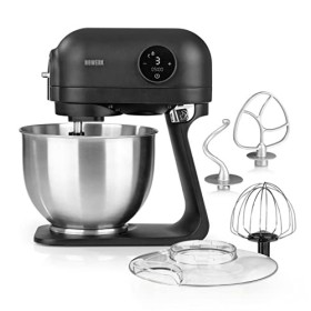 N8WERK Robot de cuisine édition Midnight - Fouet, crochet pétrisseur et crochet mélangeur - Protection anti-éclaboussures ave