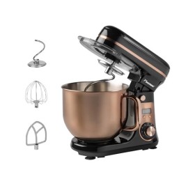 Bestron Robot Patissier, Robot pâtissier super silencieux 65 dB , Robot de cuisine 4-en-1, bol de 6 litres, inclus crochet p