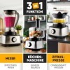 ProfiCook PC-KM 1063 Robot de cuisine compact avec boîtier en acier inoxydable, couper, pétrir, mixer, presse-agrumes, 1.2L,