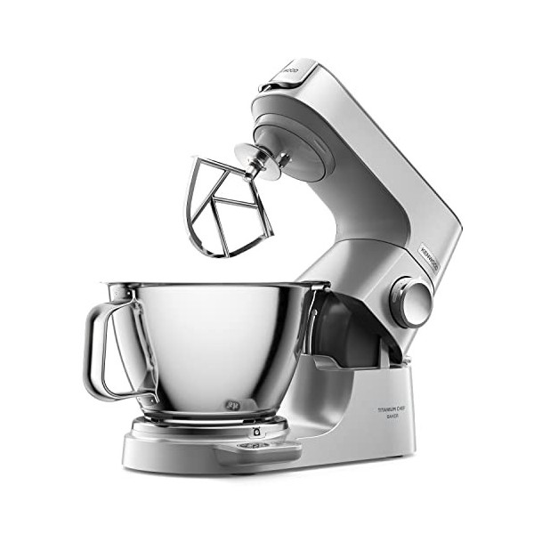 Kenwood Titanium Chef Baker KVC85.004SI Robot Patissier avec Balance Intégrée, Inclus Ensemble Pâtisserie 3 Pièces, Bol de Mé
