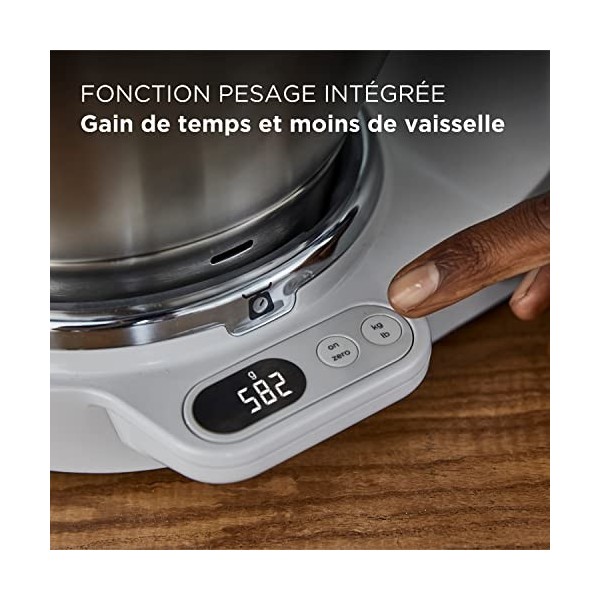 Kenwood Titanium Chef Baker KVC85.004SI Robot Patissier avec Balance Intégrée, Inclus Ensemble Pâtisserie 3 Pièces, Bol de Mé