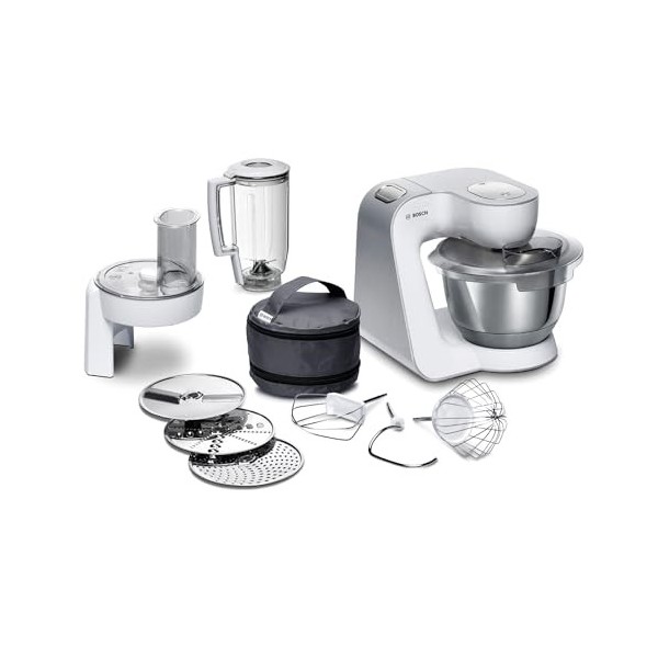 Bosch MUM58W20 Robot culinaire CreationLine, acier inoxydable, 3,9 litres, Argent, blanc