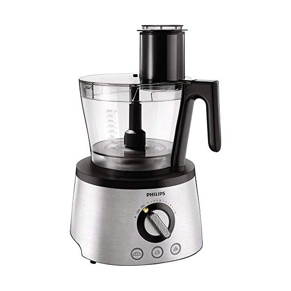 Philips Robot Multifonction Compact - 1300W, 32+ Fonctions, Bol de 3,4L, Hachoir Puissant, Lame et Disques en Acier Inoxydabl