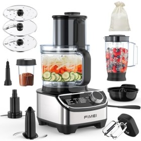 FIMEI Robot culinaire multifonction 1300W, 3 vitesses et fonction pulse, hachoir 3,5L, mixeur 1,5L, moulin, presse agrumes, c