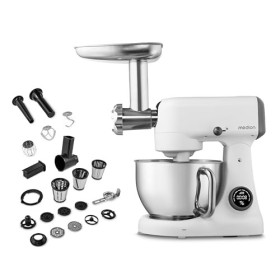 MEDION Robot de cuisine avec hachoir à viande 800 watts, moteur à courant continu, bol en acier inoxydable de 4,6 litres, éc