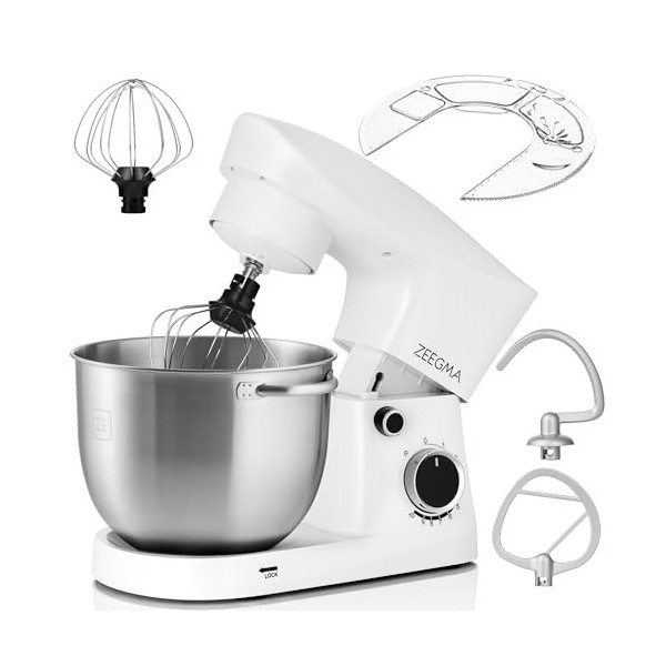 ZEEGMA PLANEET EASY Robot Planétaire 1500 W Robot de cuisine multifonctionnel avec bol de 5,2 L avec 2 poignées, mixeur 10 vi