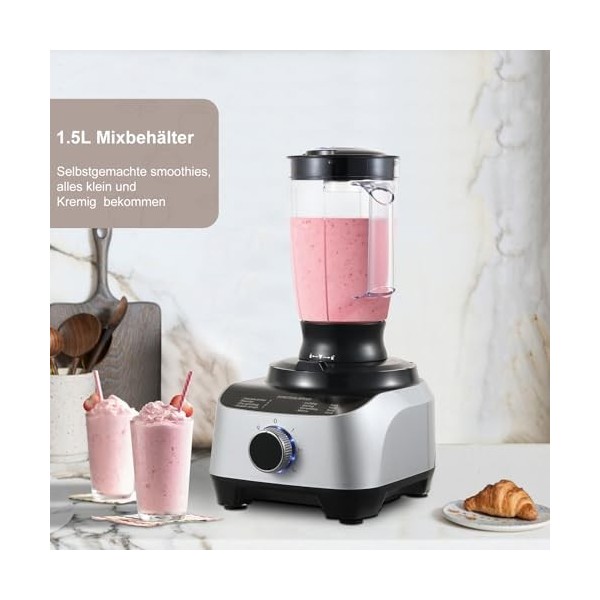 SNDOAS Robot Cuisine Multifonctions, 1300 W Robot Cuisine, Bol Mélangeur 3.5 L, Hachoir Multifonction, Blender Mixeur 1.5 L, 