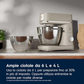 Electrolux Assistant de cuisine, ‎E6KM1-4PPT, avec 6 et 4 litres, avec fouet de cuisine, 1200 W, perle platine en acier inoxy