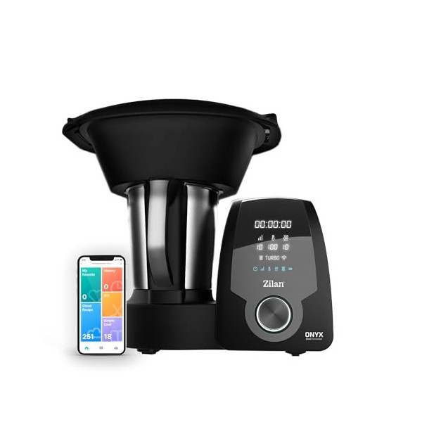 Zilan ONYX Thermo Robot, robot de cuisine multifonction Wi-Fi, 30 Fonctions, Écran LED Numérique, Balance Intégrée, 3,3 L, 17