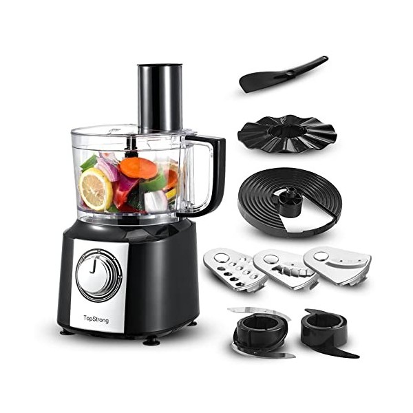 TopStrong Robot Cuisine Multifonctions, 800W Robot Multifonction, 2L Robot de Cuisine, 6 en 1 Robots Ménagers, Food Processor