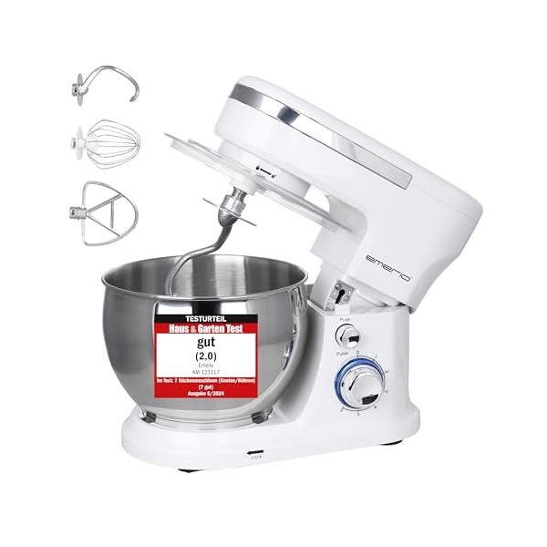EMERIO KM-123117 Robot de cuisine 1000 W blanc, acier inoxydable